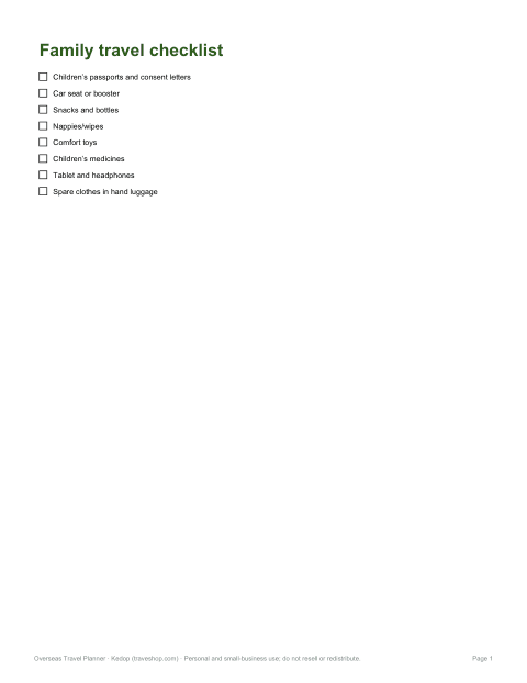 Preview of the first page of Family checklist
